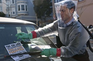 Publicity photo of actor Jude Law in a scene from "Contagion"