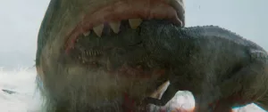 Un mégalodon croque un tyrannosaure dans le film En Eaux très troubles. 