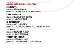 Liste des nommés pour le César du Meilleur Premier Film, où figure le nom de Sébastien Vaniček..