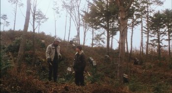 Deux personnages dans la forêt de Charisma dans le film de Kiyoshi Kurosawa