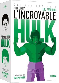 Visuel du coffret "L'incroyable Hulk", l'intégrale des 82 épisodes, édition spéciale par Elephant Films.