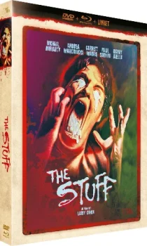 Visuel (cover) de l'édition combo DVD + Blu-ray de THE STUFF, publié par Rimini Editions.